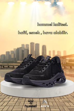 Siyah Unisex Fileli Esnek Spor Ayakkabı Hml Horiz Image 0