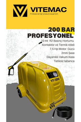 VT 2000 - 200 BAR  PROFESYONEL YÜKSEK BASINÇLI YIKAMA MAKİNASI 380 V 7,5 HP Image 0