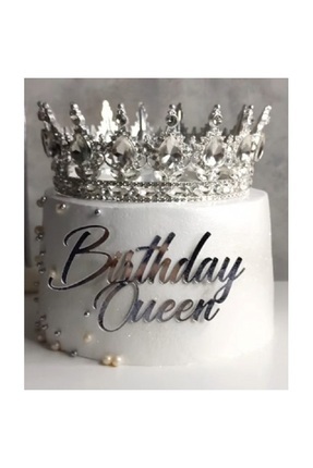 BİRTHDAY QUEEN GÜMÜŞ PASTA ÖNÜ PLEKSİ YAZI,PASTA YAZISI,DOĞUM GÜNÜ PLEKSİ,PASTA ÜSTÜ YAZI Image 0