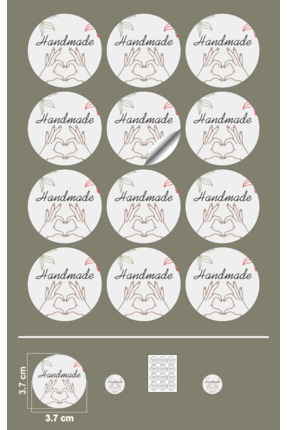 Sticker Kuşe Hand Made (A KALİTE) Etiketi Yuvarlak Kesim (3,7X3,7CM) 108 Adet Image 0