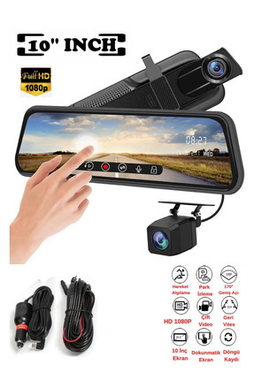 10 İnç Dikiz Aynası Araç Kamerası Full HD 1080P Tam Ekran Dokunmatik Geri Görüş Kamerası Image 0
