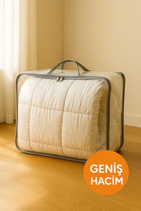 کیف ذخیره و سازماندهی لحاف و پتو 41x51x16 سانتیمتر شفاف - دارای دسته و زیپ