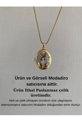 Çelik Anka Kapaklı Kolye Gold Image 0