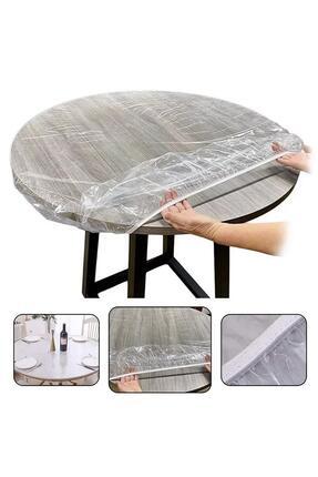 SN-24899 Pvc Şeffaf Yuvarlak Masa Örtüsü Su Geçirmez Alez Etkinlik Örtüsü 10 Adet 120cm Image 0