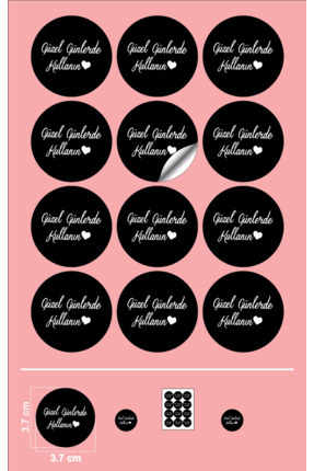 Sticker Kuşe Yuvarlak Kesim Güzel Günlerde Kullanın Siyah Zemin Beyaz Yazı (3,7X3,7CM) 108 Adet Image 0