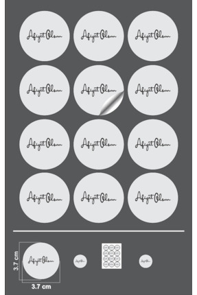 Afiyet Olsun Beyaz Sticker Kuşe Yuvarlak Kesim (3,7X3,7CM) 108 Adet Image 0