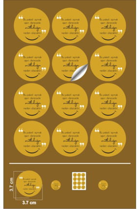 Sticker Kuşe Yuvarlak Bu Paketi Açmak Aşırı Derecede Mutluluğa Neden Olacaktır (3,7X3,7CM) 108 Adet Image 0