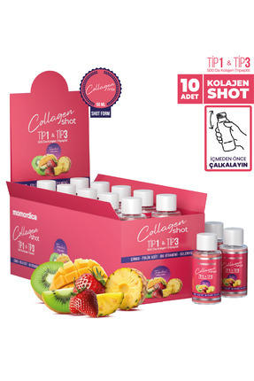 Kolajen Shot (Tripeptit 500 Da Tip 1 & Tip 3, Selenyum, Çinko, Folik Asit, B6 Vitamini) - 10 Adet Image 0