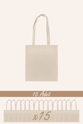 Baskısız Ham Bez Çanta %100 Pamuk | 35x40 Cm | 140 Gr/m² | Doğal Renk Punch Çanta | 15 Adet Image 0