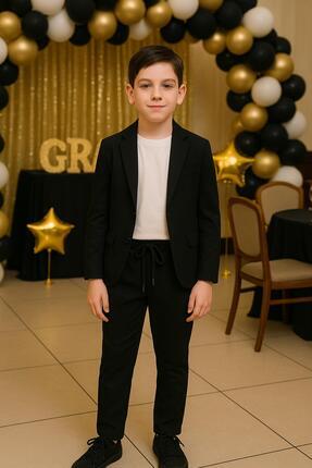 erkek çocuk keten görünümlü ceketli spor takım elbise/ gösteri /özel gün/mezuniyet spor takım elbise Image 1