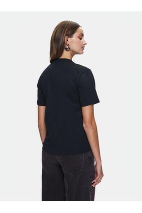 Baskılı Kısa Kollu Sıgnlı Regular Siyah T-shırt Image 2
