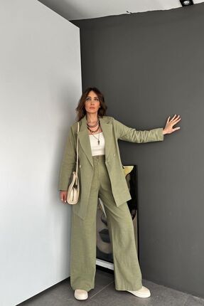 Egzotik Asortik Ceket Pantolon Keten Takım Image 5