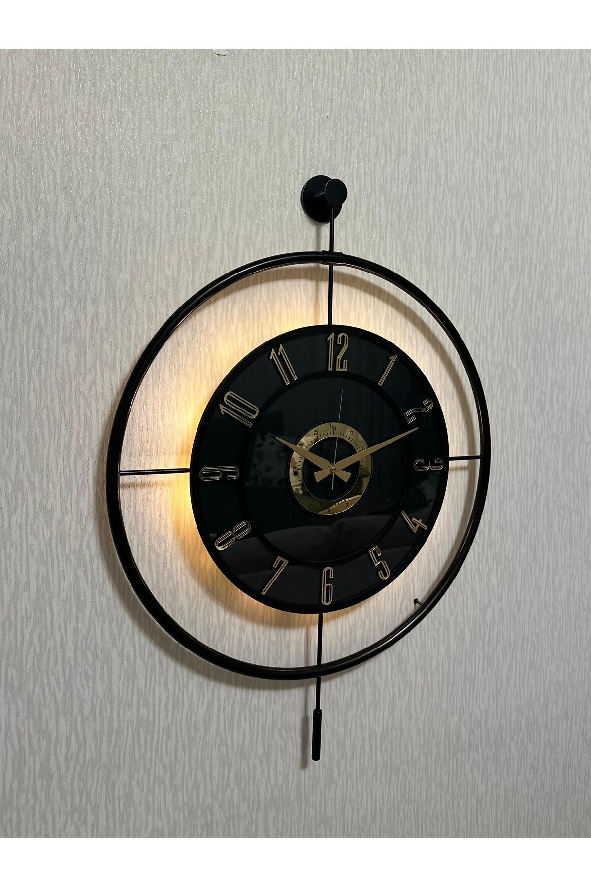 ساعت دیواری شیشه ای فلزی (اندازه بزرگ 60x80 سانتی متر) سبک واقعی شیشه ای سیاه و سفید-طلا