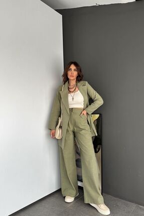 Egzotik Asortik Ceket Pantolon Keten Takım Image 2