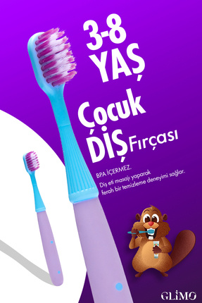 Kids Çocuk Diş Fırçası 3-8 Yaş | Diş Eti Dostu Yumuşak Kıl, Eğlenceli Tasarım | Çocuklara Özel,mavi Image 0