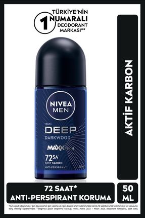 MEN Erkek Roll-on Deodorant Deep Dimension 50ml, 72 Saat Anti-Perspirant Koruma, Aktif Karbon Image 0