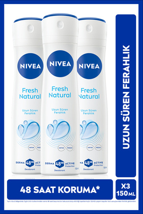 Kadın Sprey Deodorant Fresh Natural 150ml, Ter Kokusuna Karşı 72 Saat Koruma, Ferahlık, X3 Adet Image 0