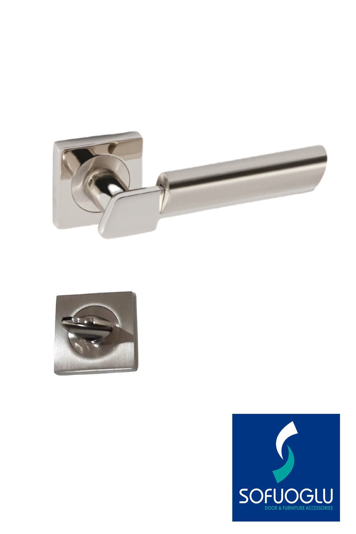 Sofuoğlu Zamak Linda Kare Rozetli Wc Kapı Kolu / Nikel-saten