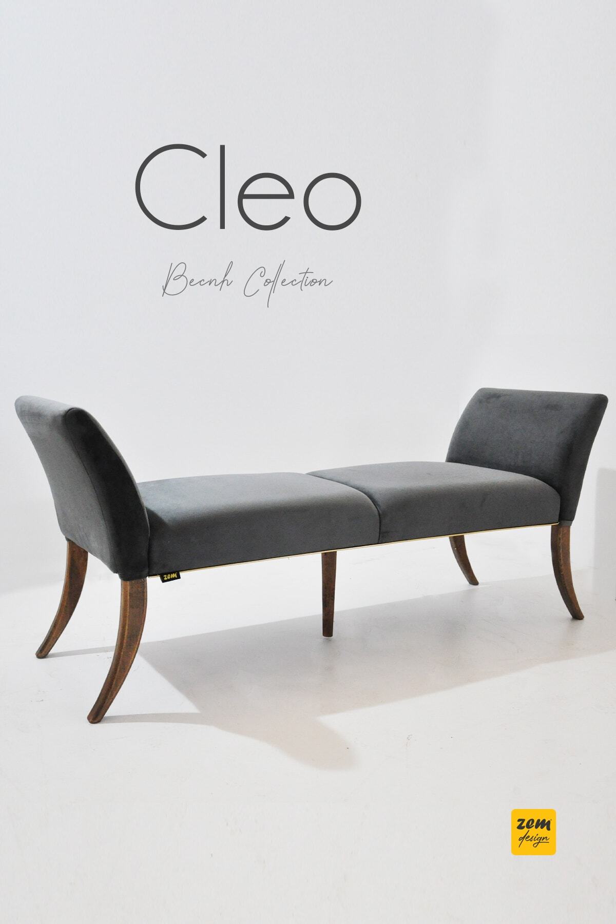 Zem Cleo Bench Gri- Masif Ahşap Ayaklı