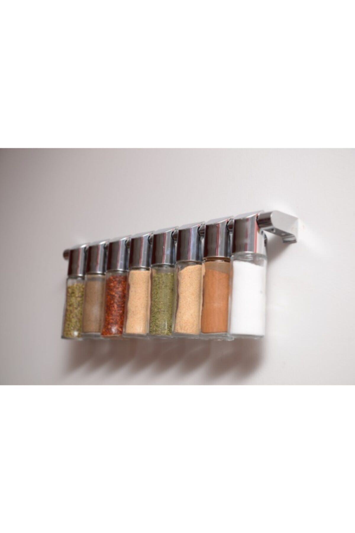 Metax Paslanmaz 8'li Askılı Baharatlık Seti Krom Krom