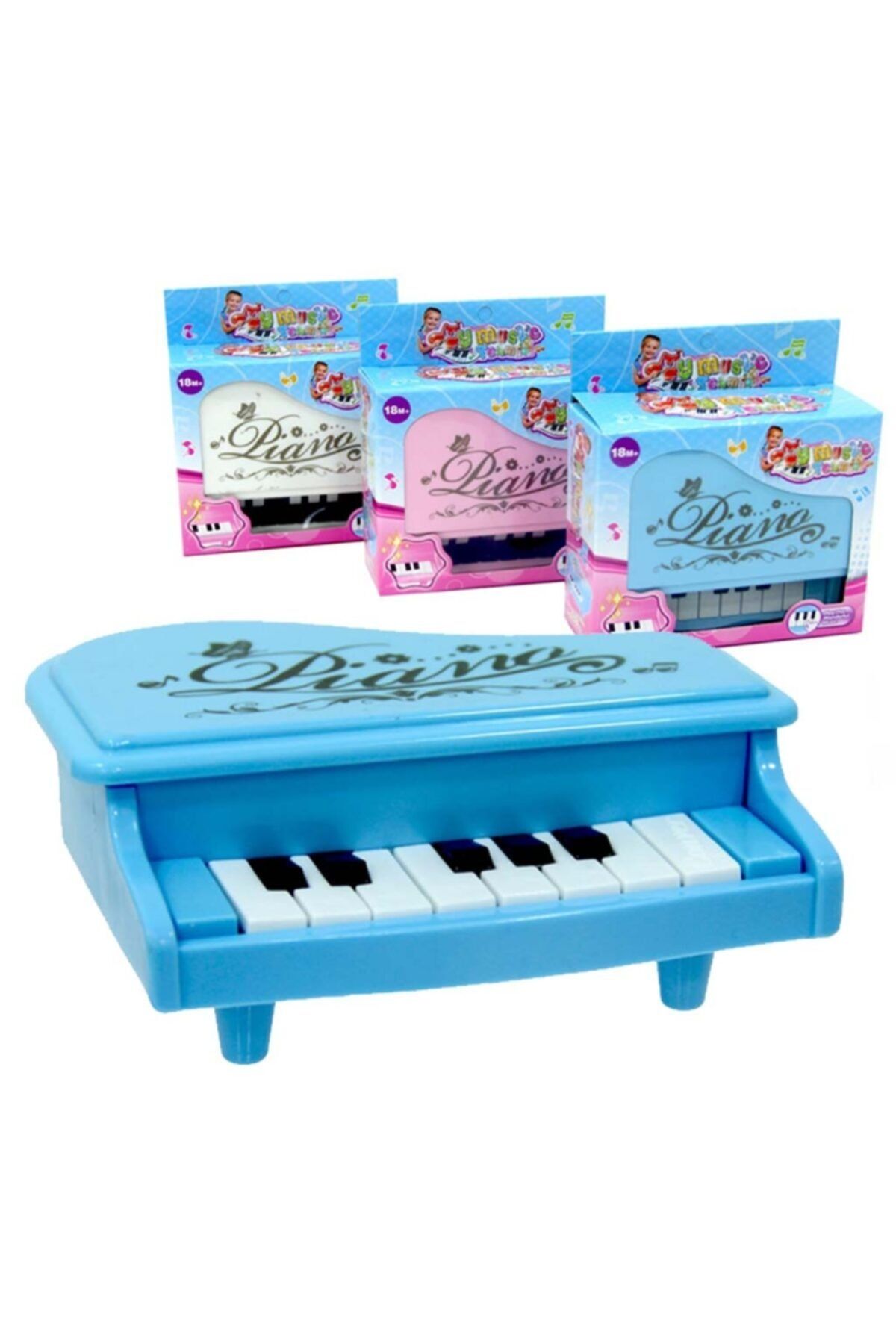 YıldızDükkan Mini Pilli Oyuncak Piyano Çocuk Müzik Eğitim Oyunu Mavi