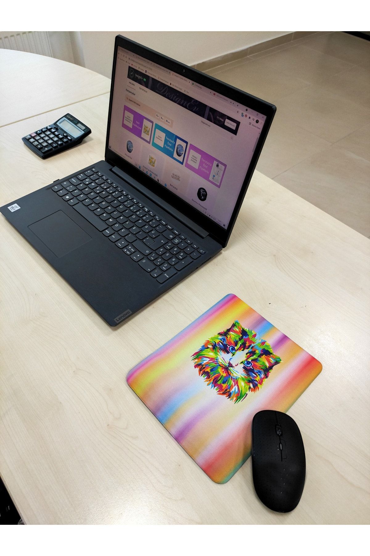 VİZYON Kedi Desenli Bilek Destekli Dikdörtgen Mousepad