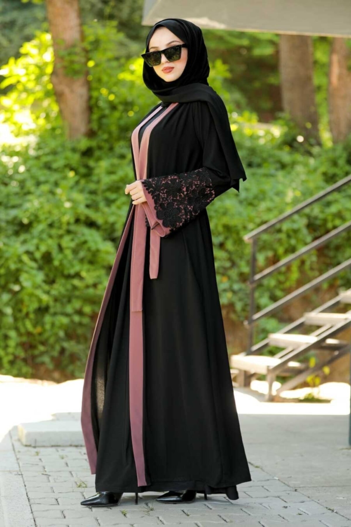 Neva Style Volan Kollu Pudra Tesettür Abaya 55084pd