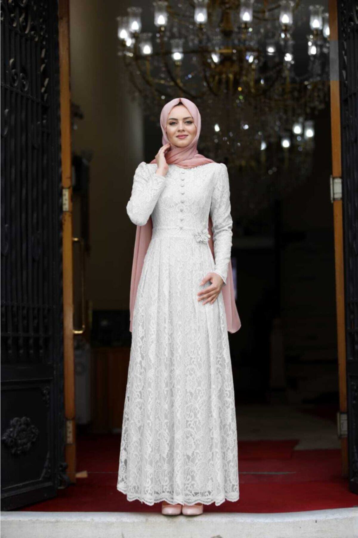 Moda Çizgi Ahunisa Henna Abiye Ekru 5646