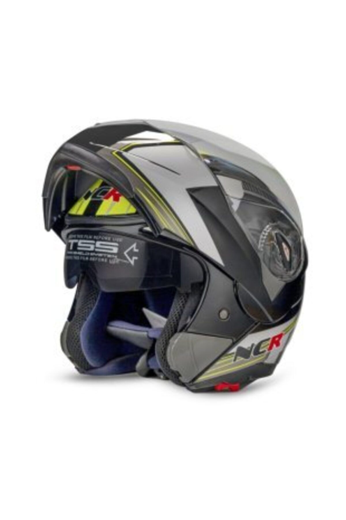 NCR Çene Açılır Güneş Vizörlü Mat Neon Sarı Kask