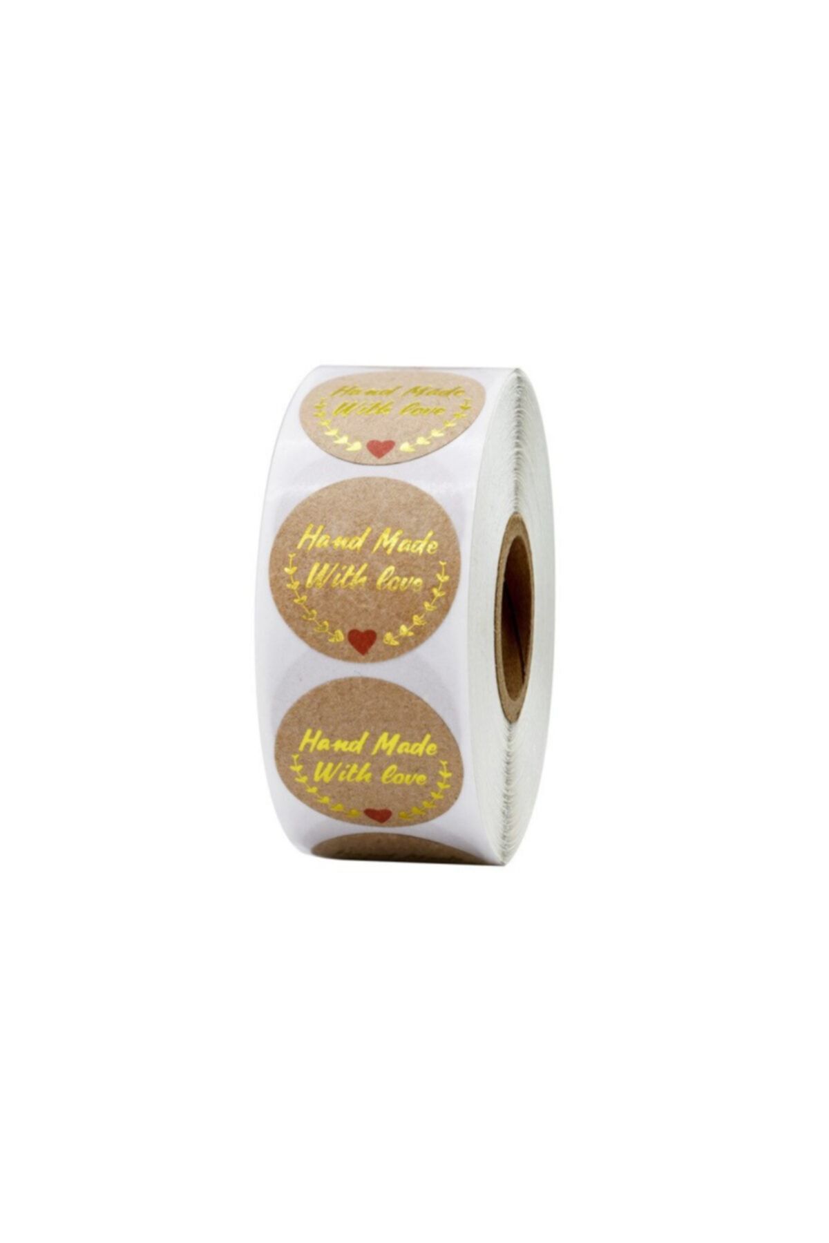 Çikoleyt Design Yapışkanlı Etiket Handmade With Love Kraft 2,5 cm 50 Adet
