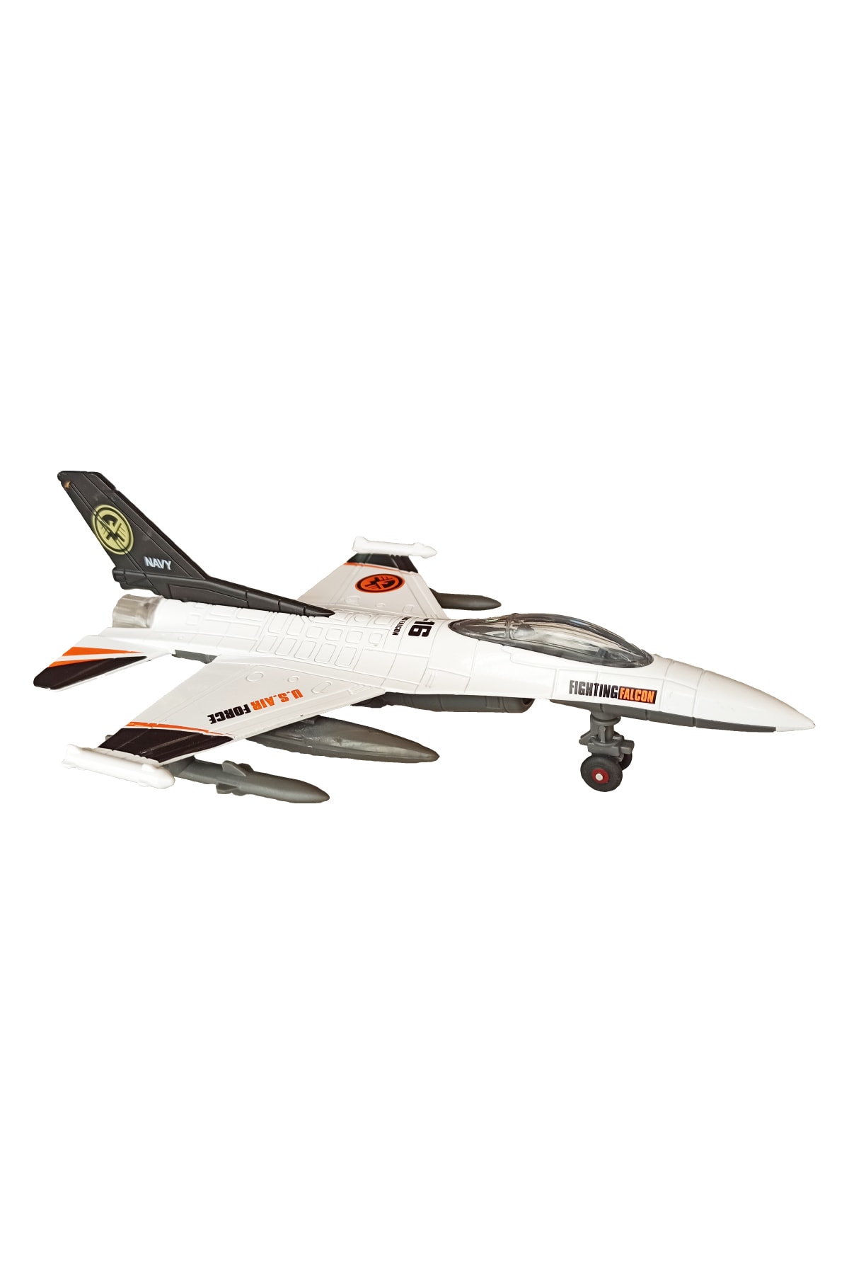 PopŞeker F-16 Metal Sesli Işıklı Çek Bırak Özellikli Metal Beyaz F-16 21cm.