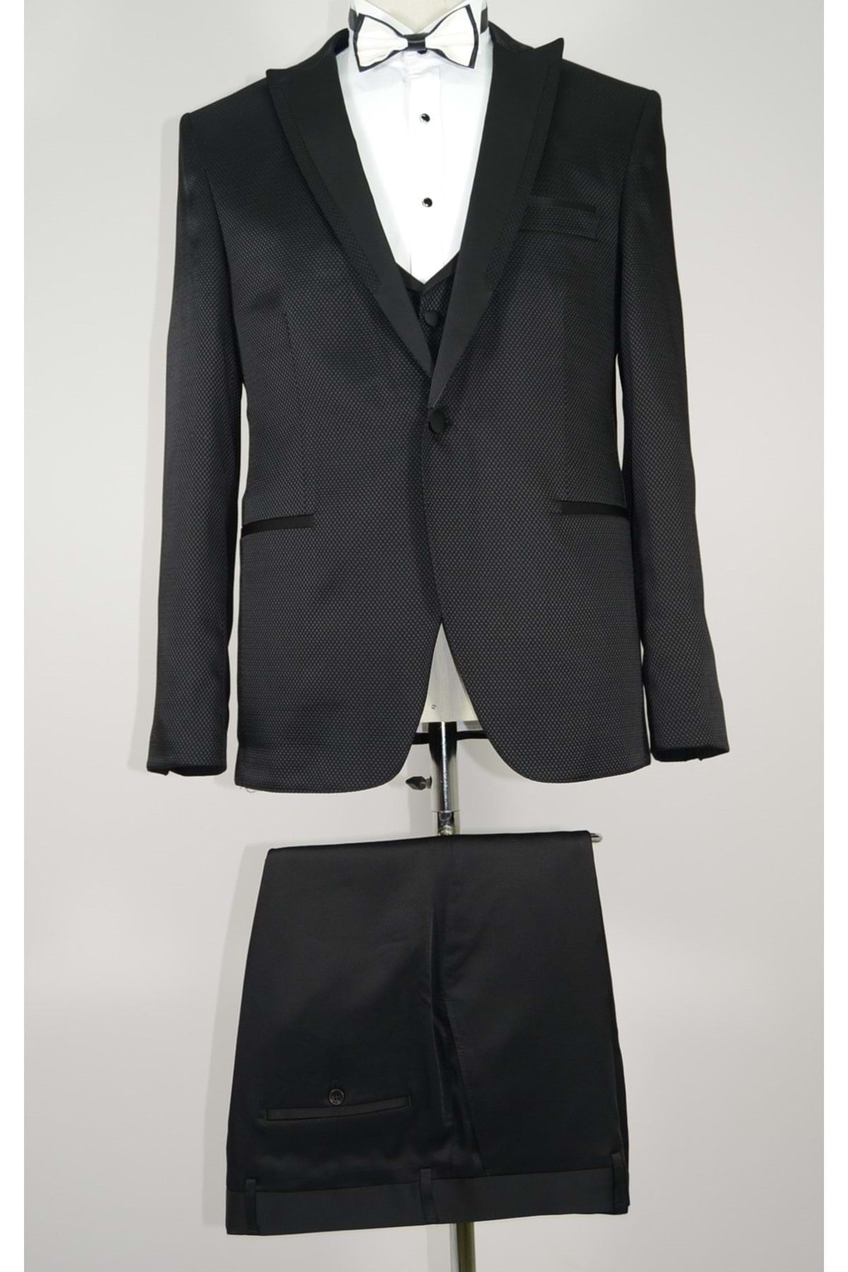 Suitmen K-037 Yelekli Damatlık Smokin Takım Elbise -siyah-54