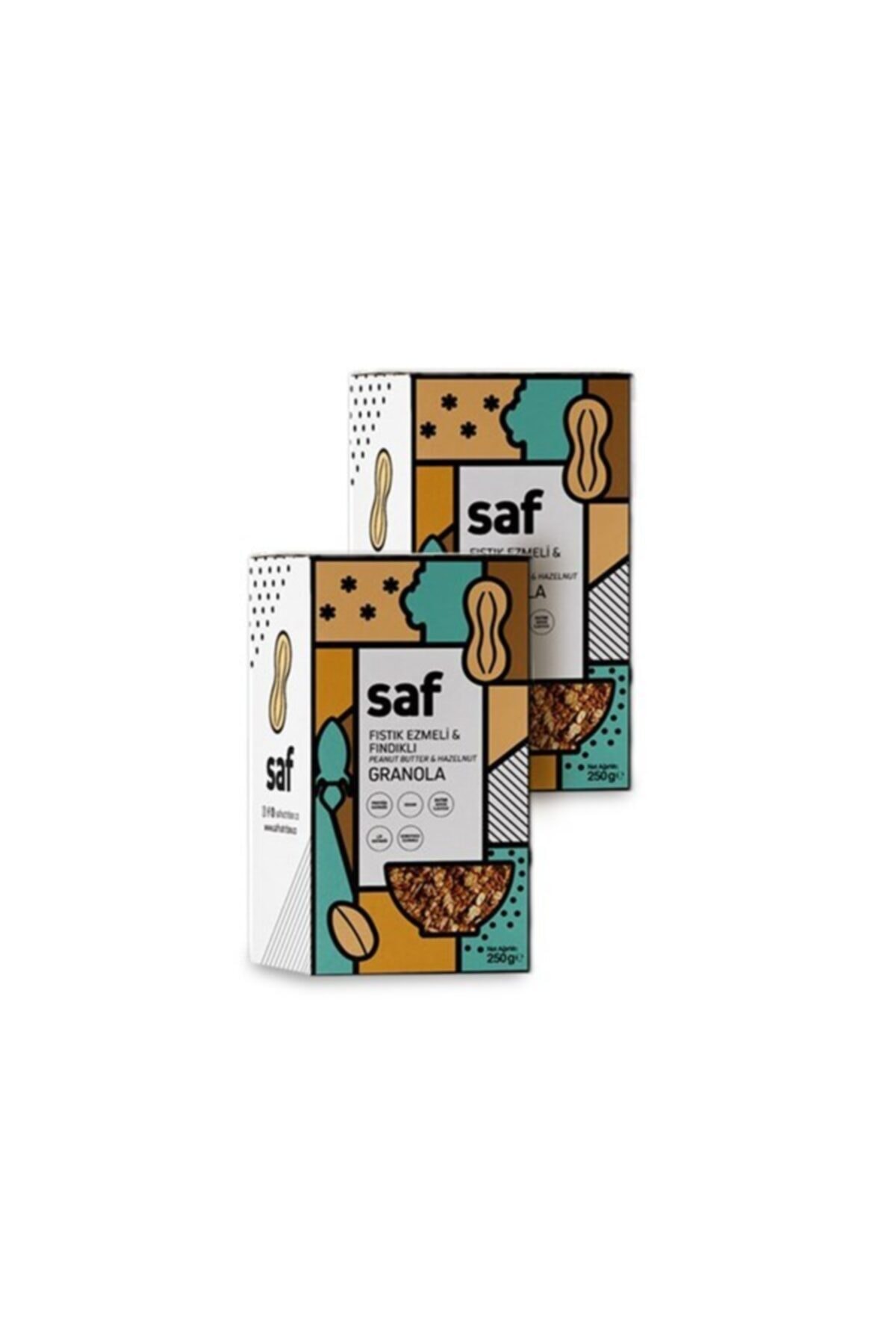 Saf Nutrition Saf Fıstık Ezmeli & Fındıklı Granola 2x250 Gr