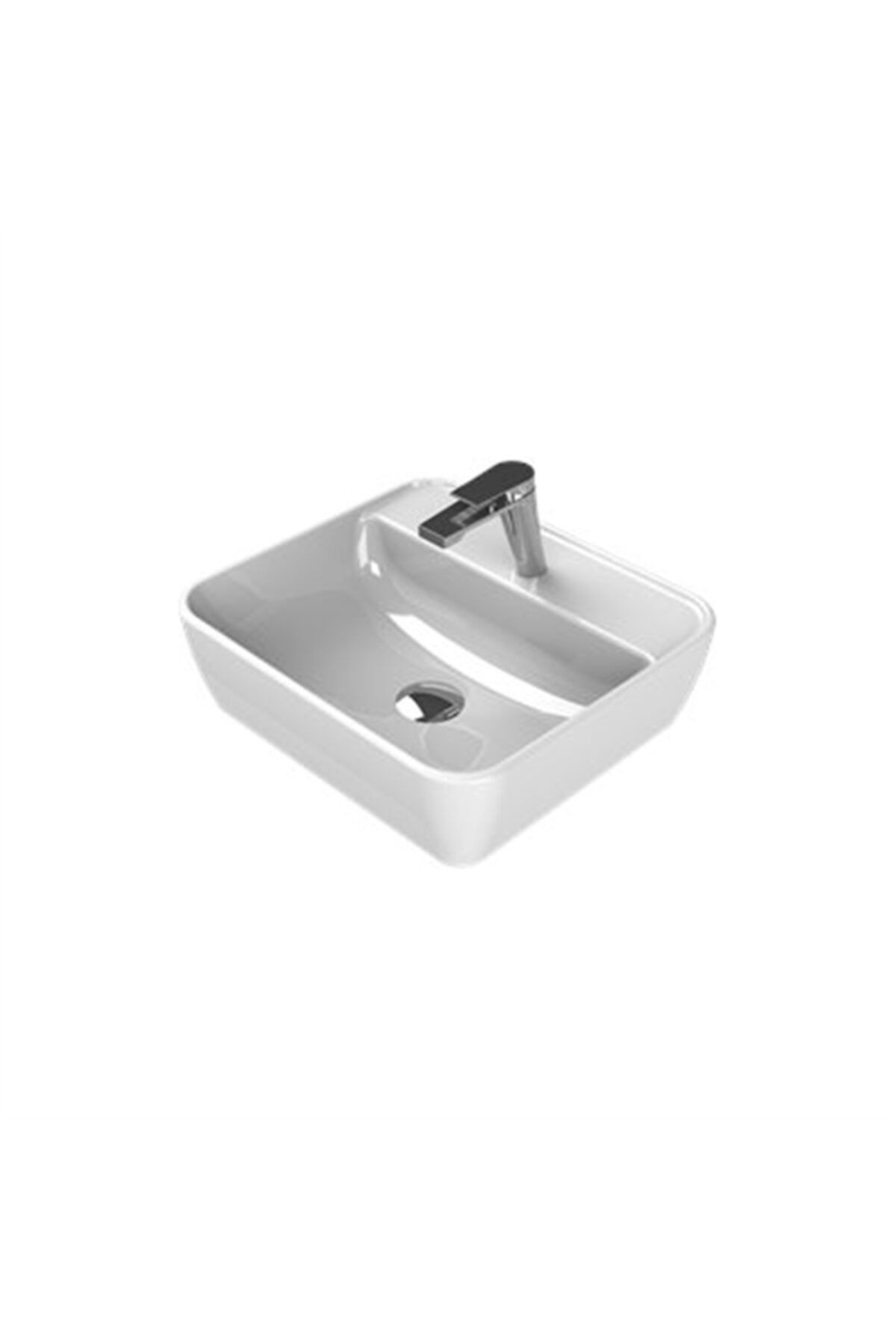 TURKUAZ 46x42 Cm One Batarya Delikli Lavabo 076300