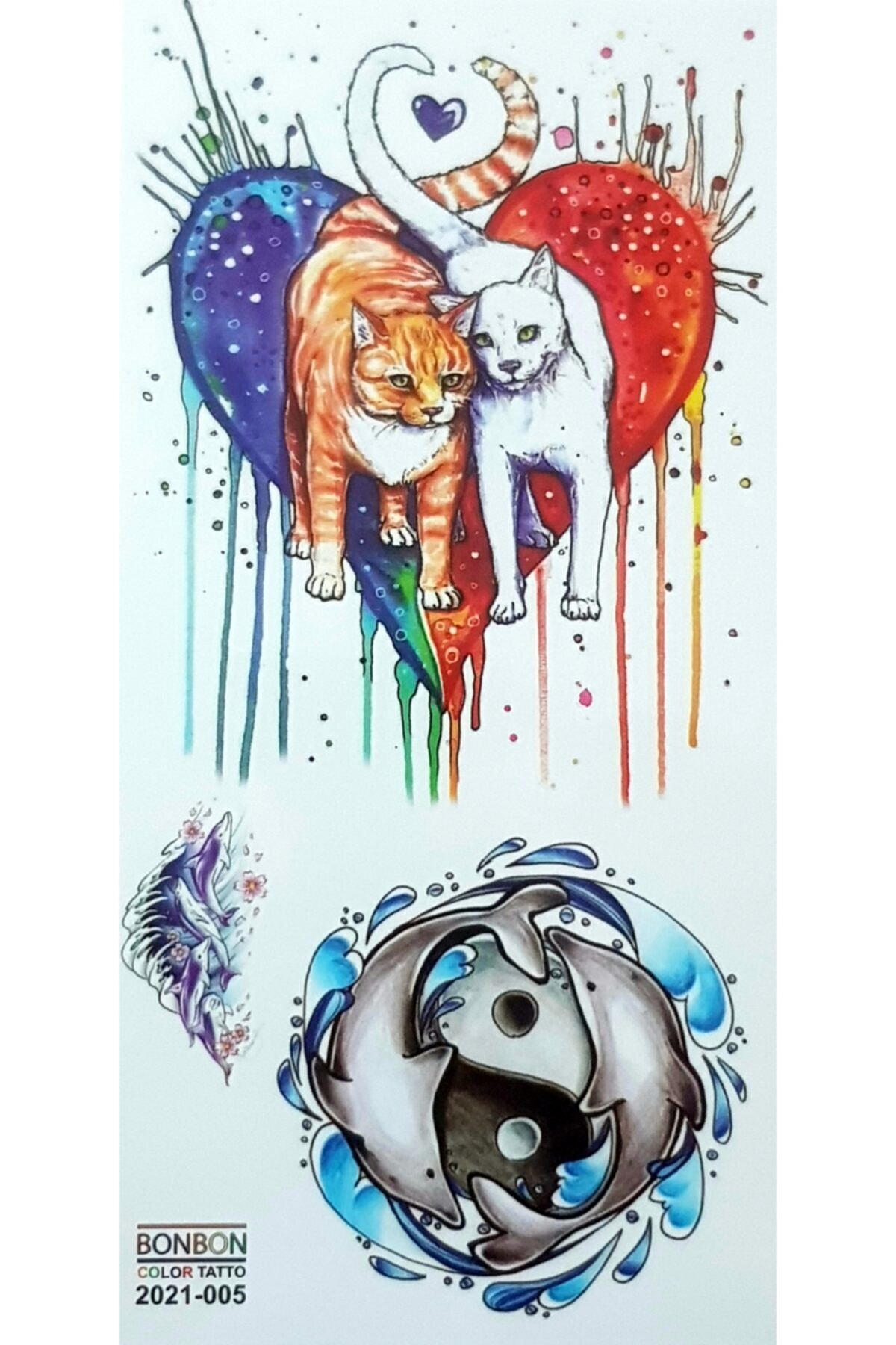 TATTOO TEMPORARY Queentrend Kedi Renkli Geçici Dövme