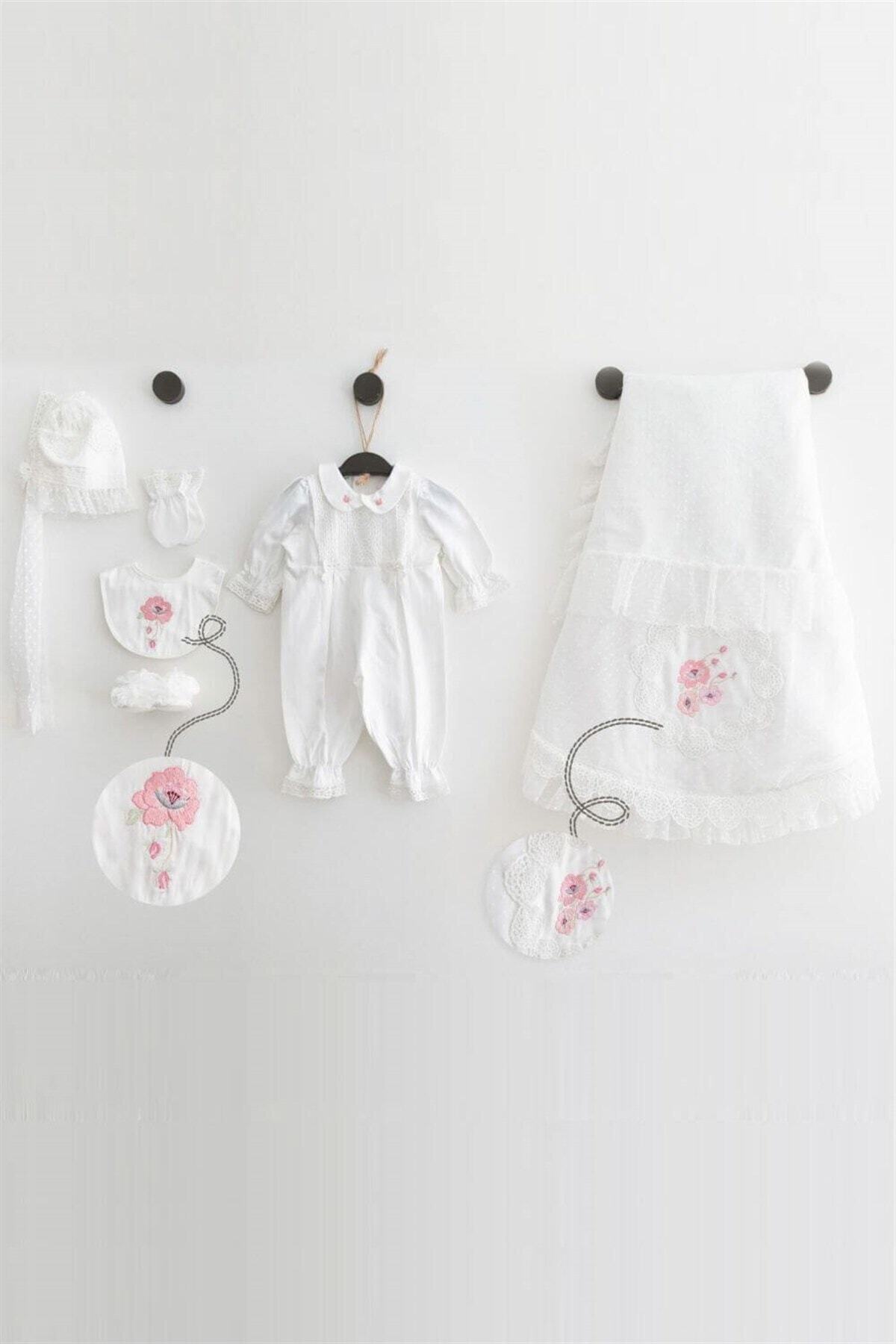 Pugi Baby 3520 Kız Bebek Krem Güpürlü Set