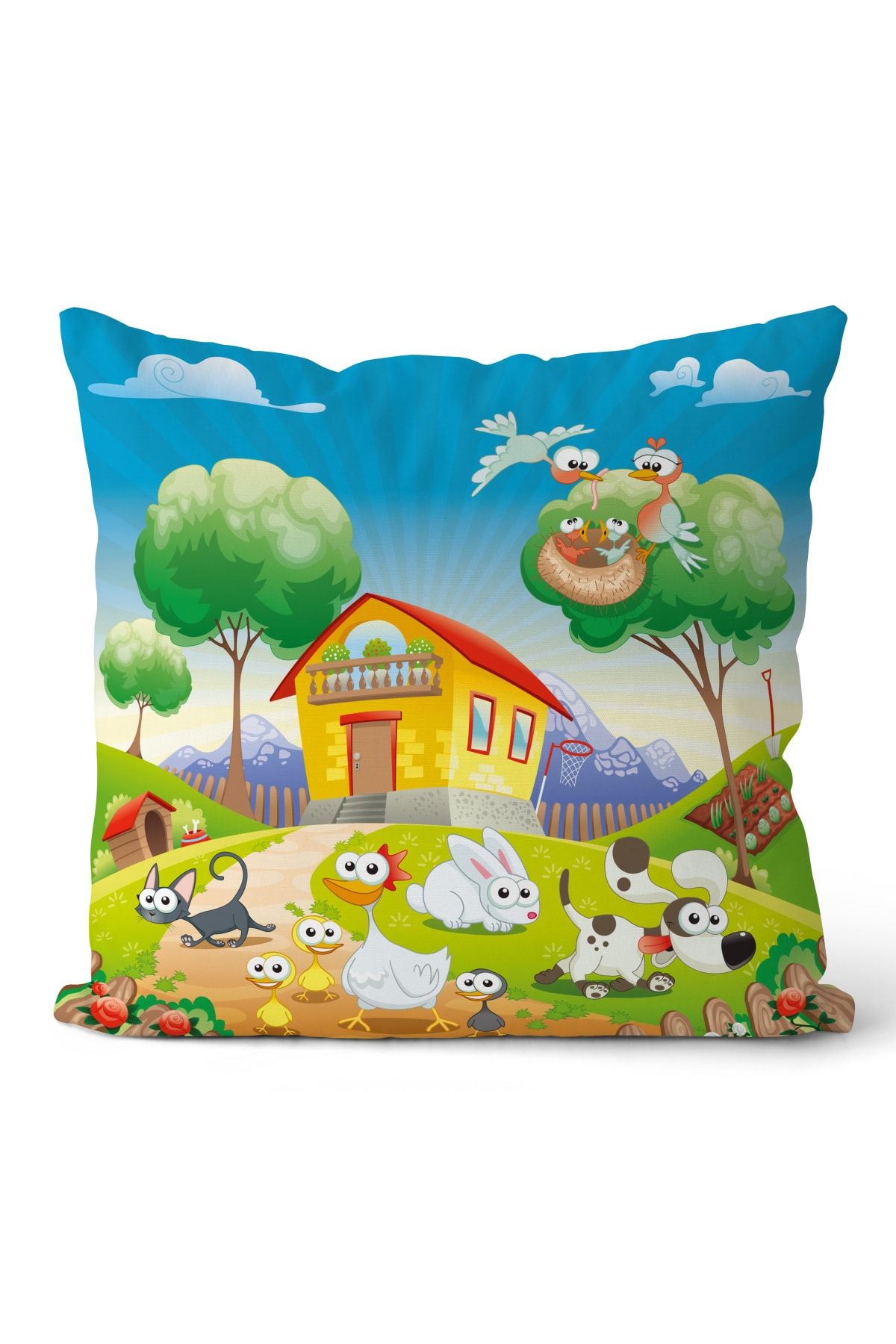 SHOWY BABY Sevimli Köy Desenli Çocuk Odası Kırlent 43x43