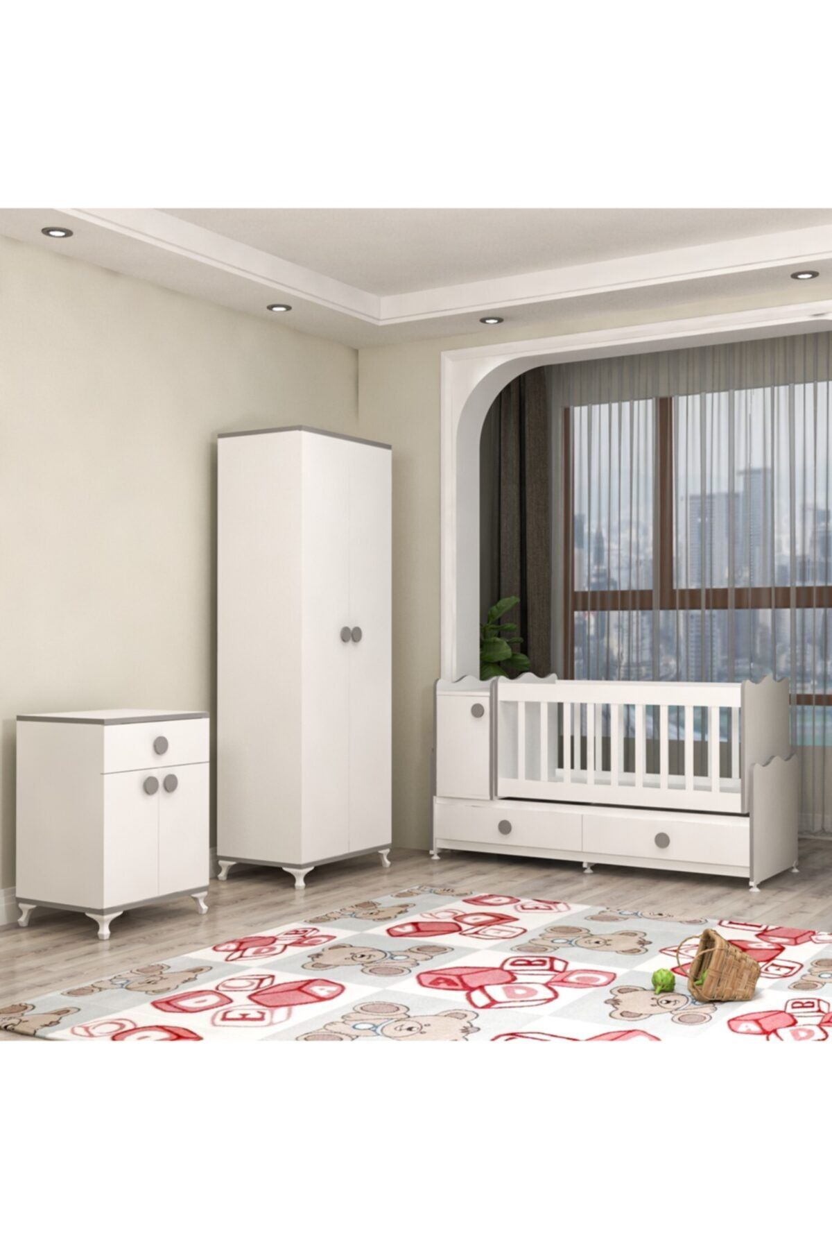 Garaj Home Pırlanta Yıldız 2 Kapaklı Bebek Odası Takımı - Gri