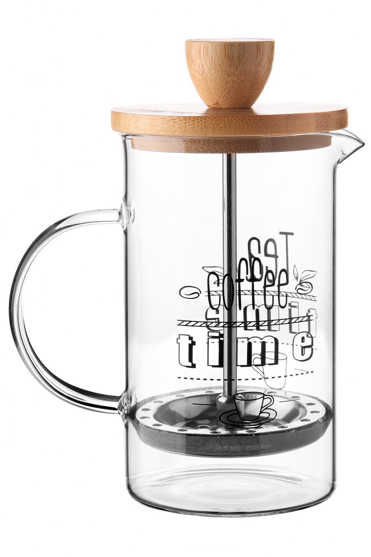 Queen’s Kitchen Borasilikat Cam Lüx 600ml Bambu Kapaklı French Press