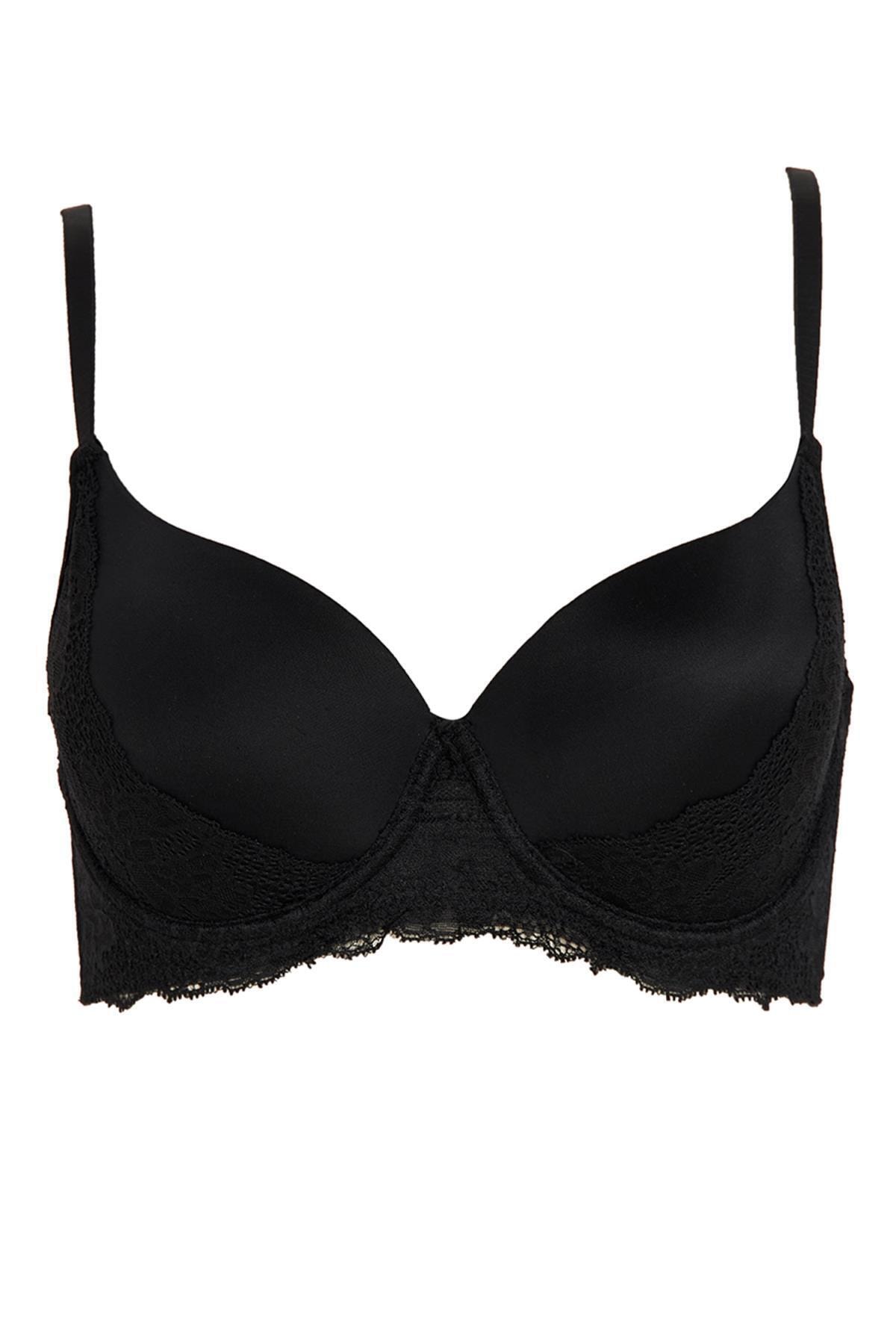 DeFacto Kadın Siyah Dantel Baskılı Boş Kap Tişört Sütyen V2331AZ21AU