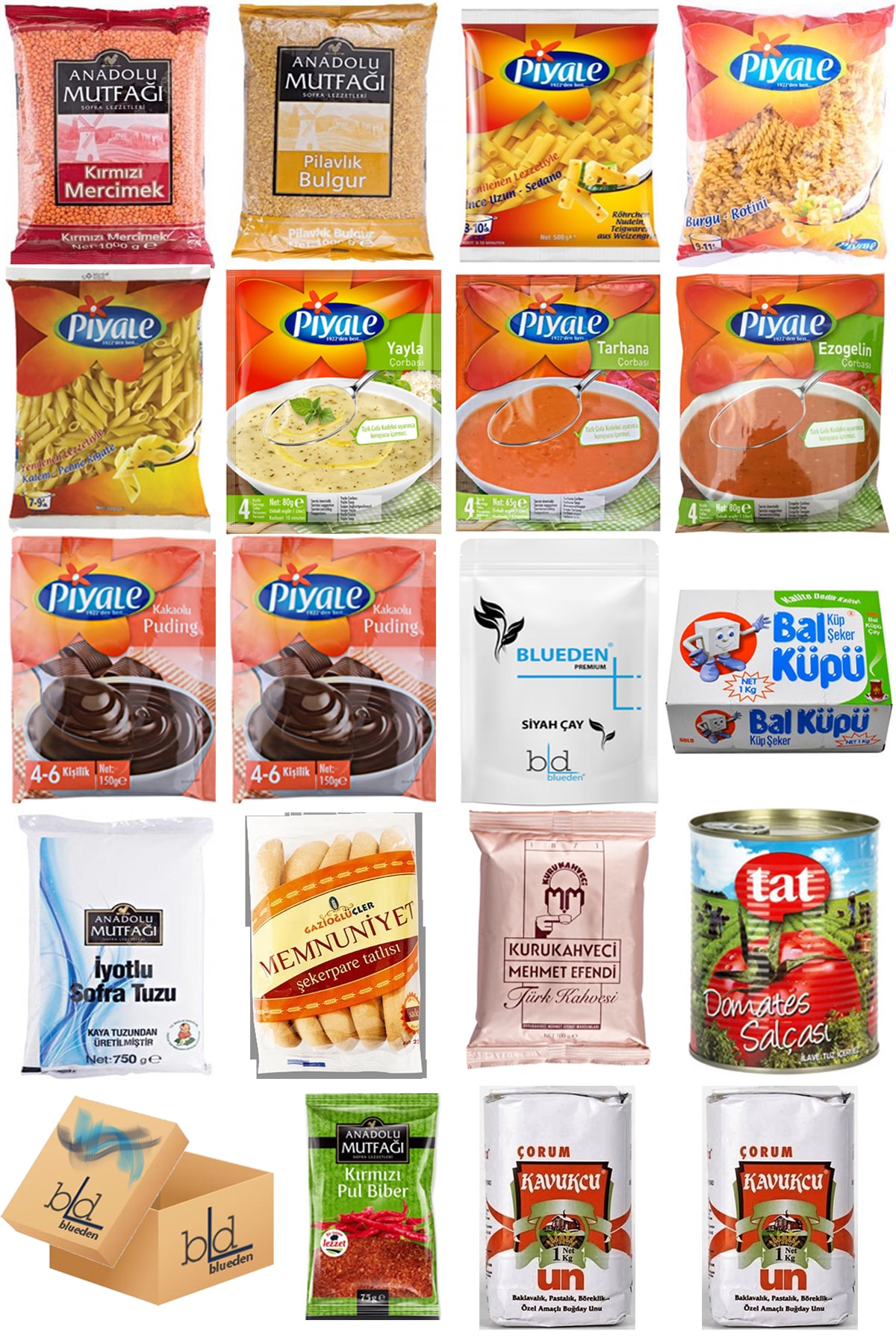 Blueden Ramazan Paketi Kumanya Gıda Paketi Erzak Yardım Hediye Paketi 19 Parça 133 Nolu Paket