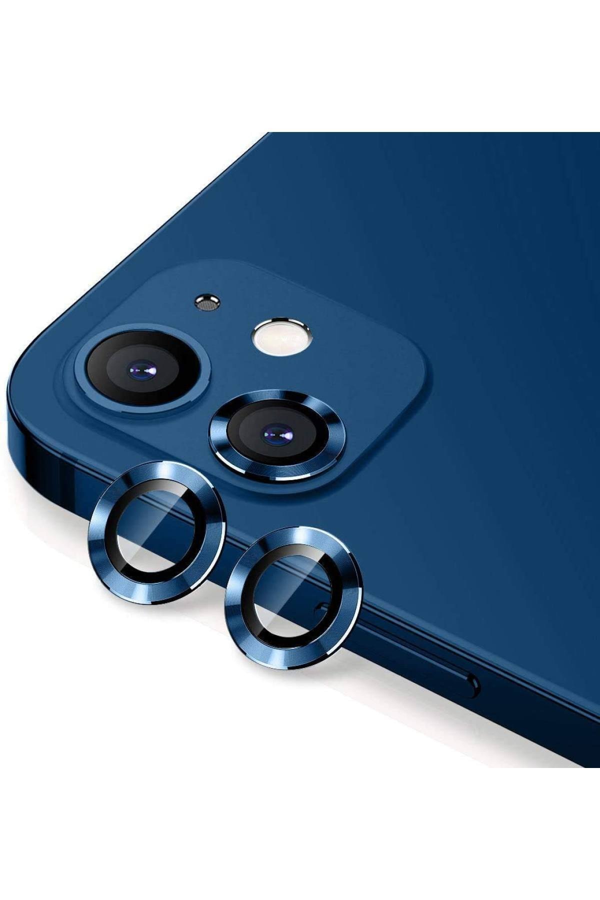 Gritty Iphone 12 Metal Çerçeveli Kamera (lacivert) Koruma Lensi