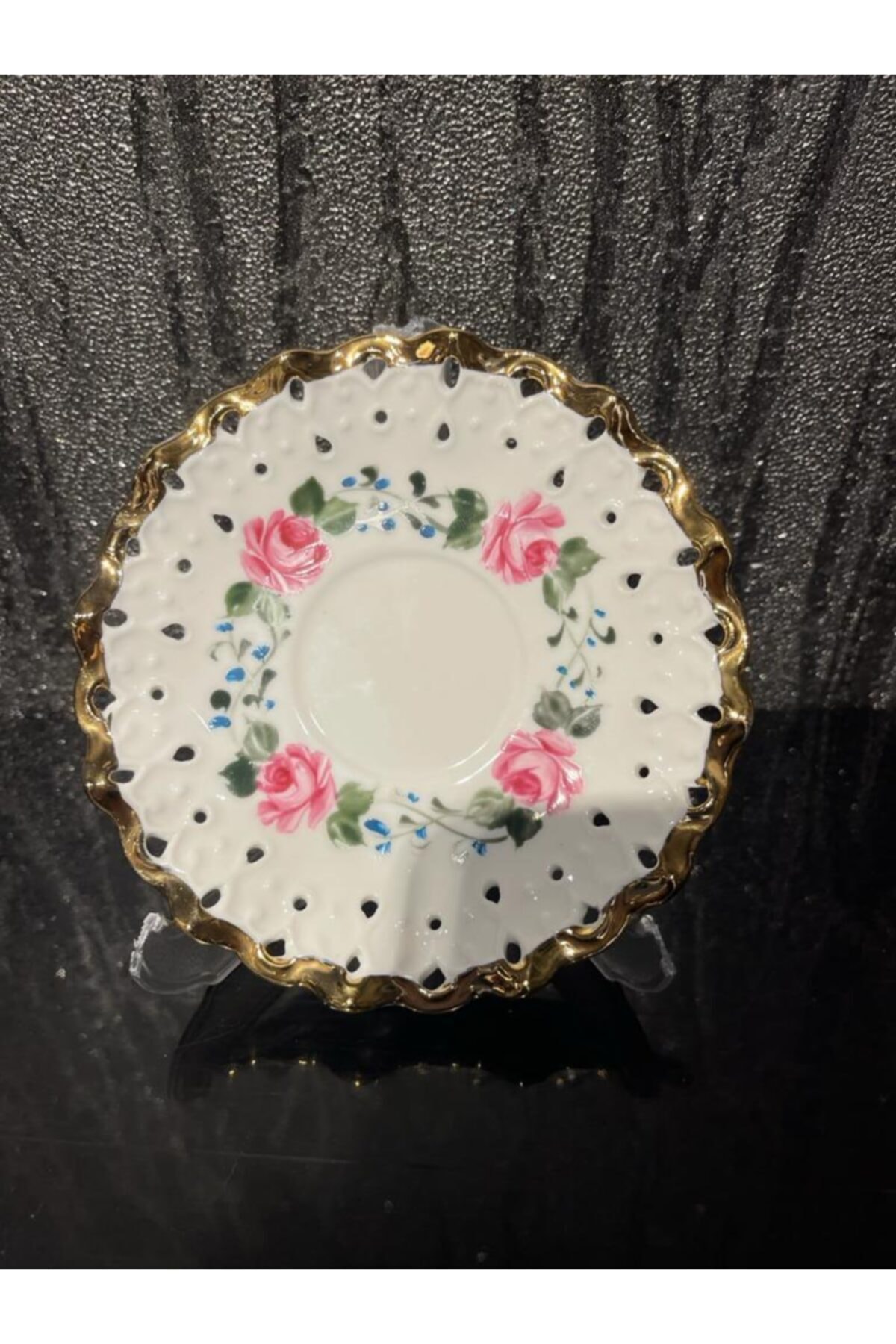 STANZA FURNITURE Dantel Büyük Boy Çay Tabak El Boyaması 13cm