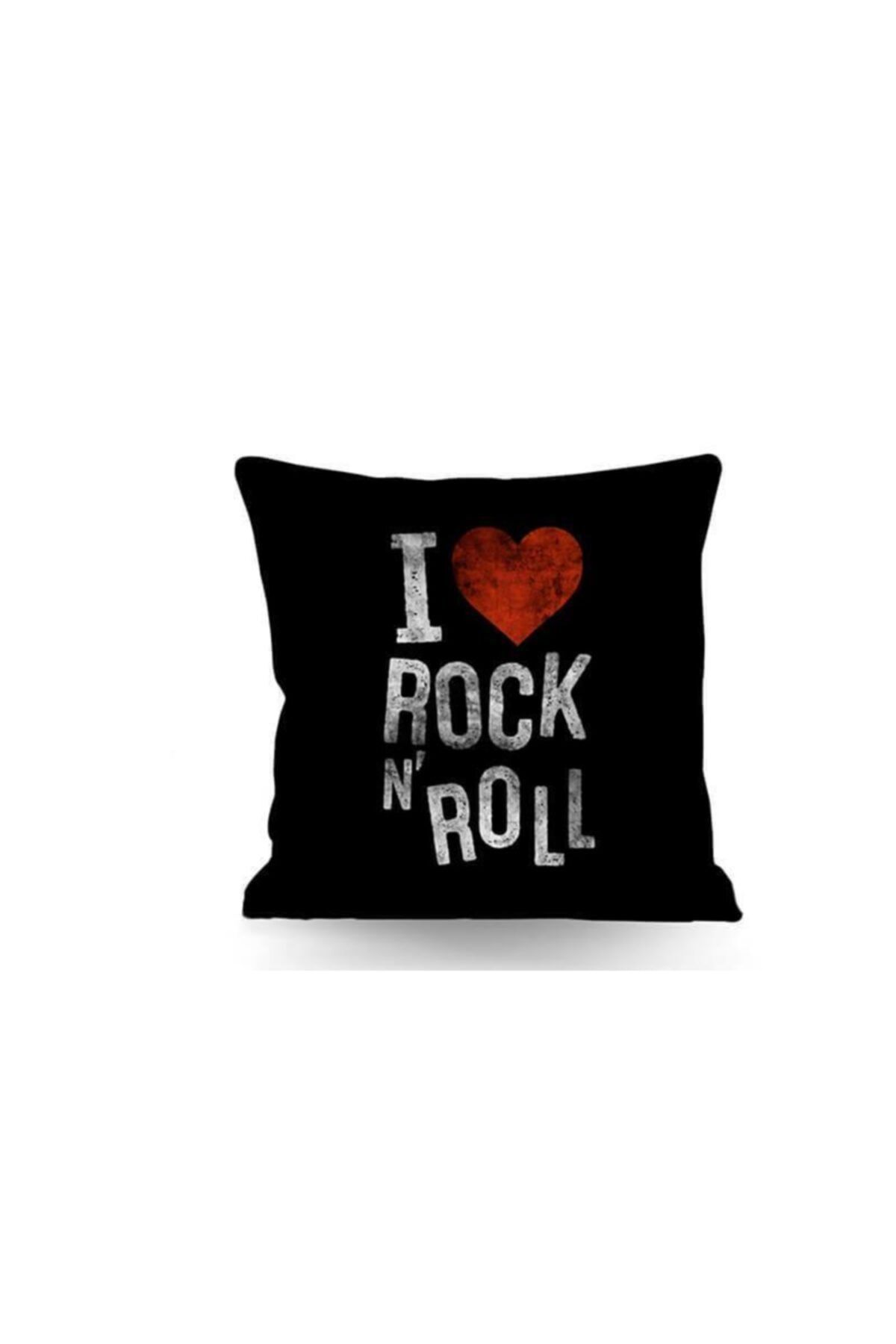 akkayashop Kırlent Rock N Roll Temalı Çift Taraflı Yastık Dekoratif Hediyelik