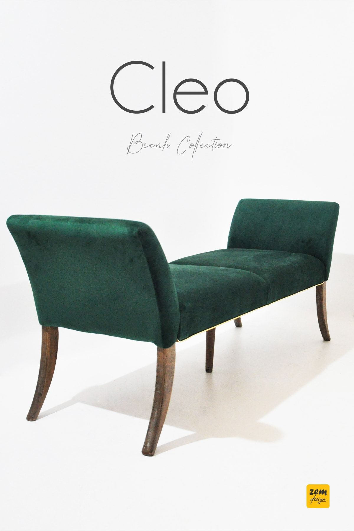 Zem Cleo Bench Yeşil- Masif Ahşap Ayaklı