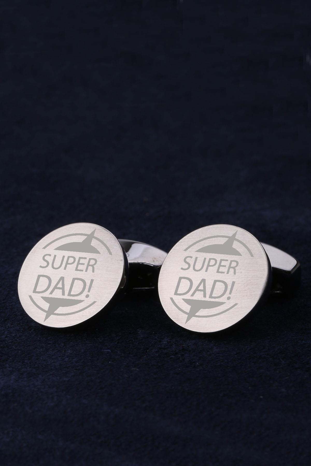 Kravatkolik Füme Renk Babaya Hediye Super Dad Kol Düğmesi
