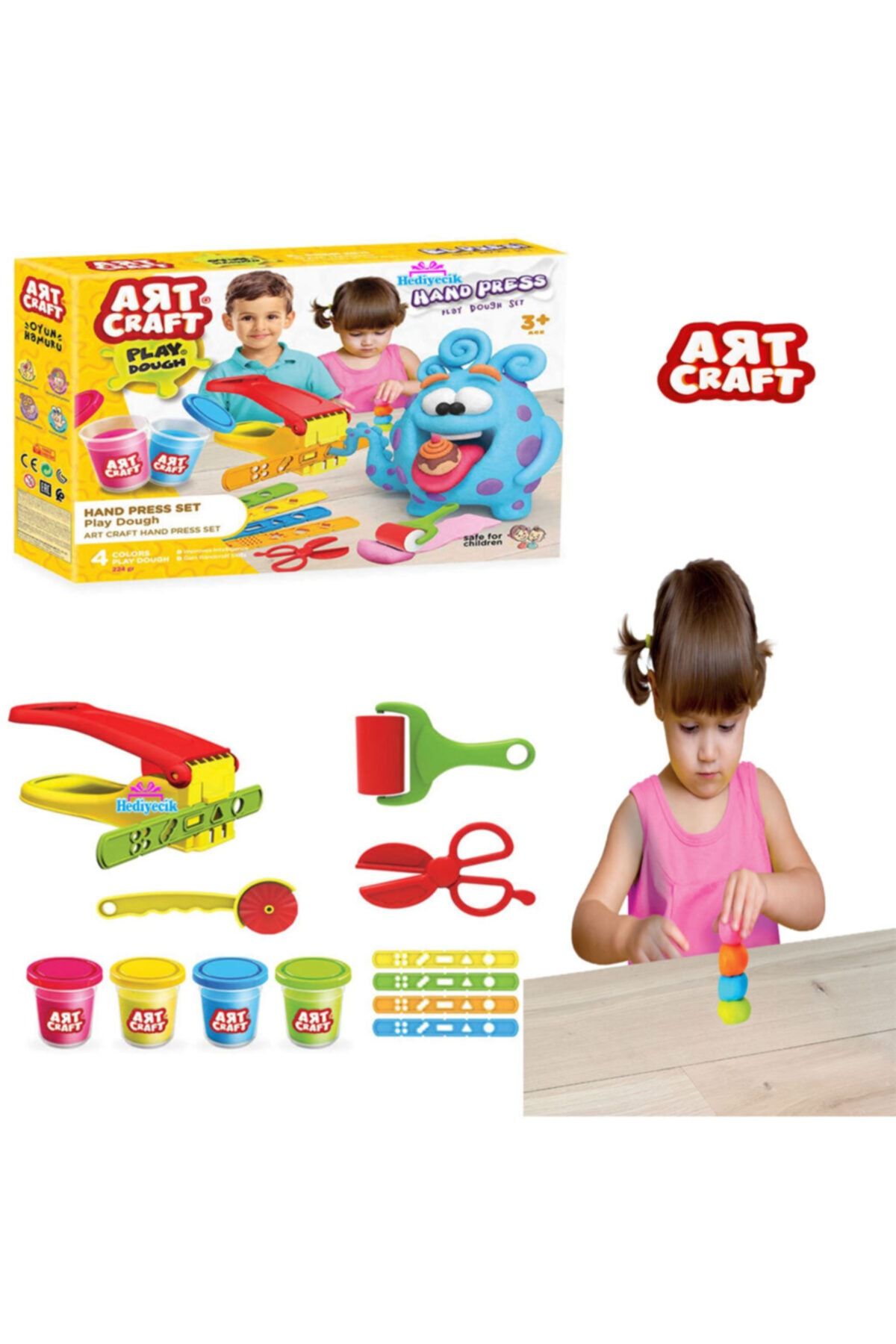 hediyecik Art Craft El Presli Ve Aksesuarlı Oyun Hamuru Seti 224 Gr