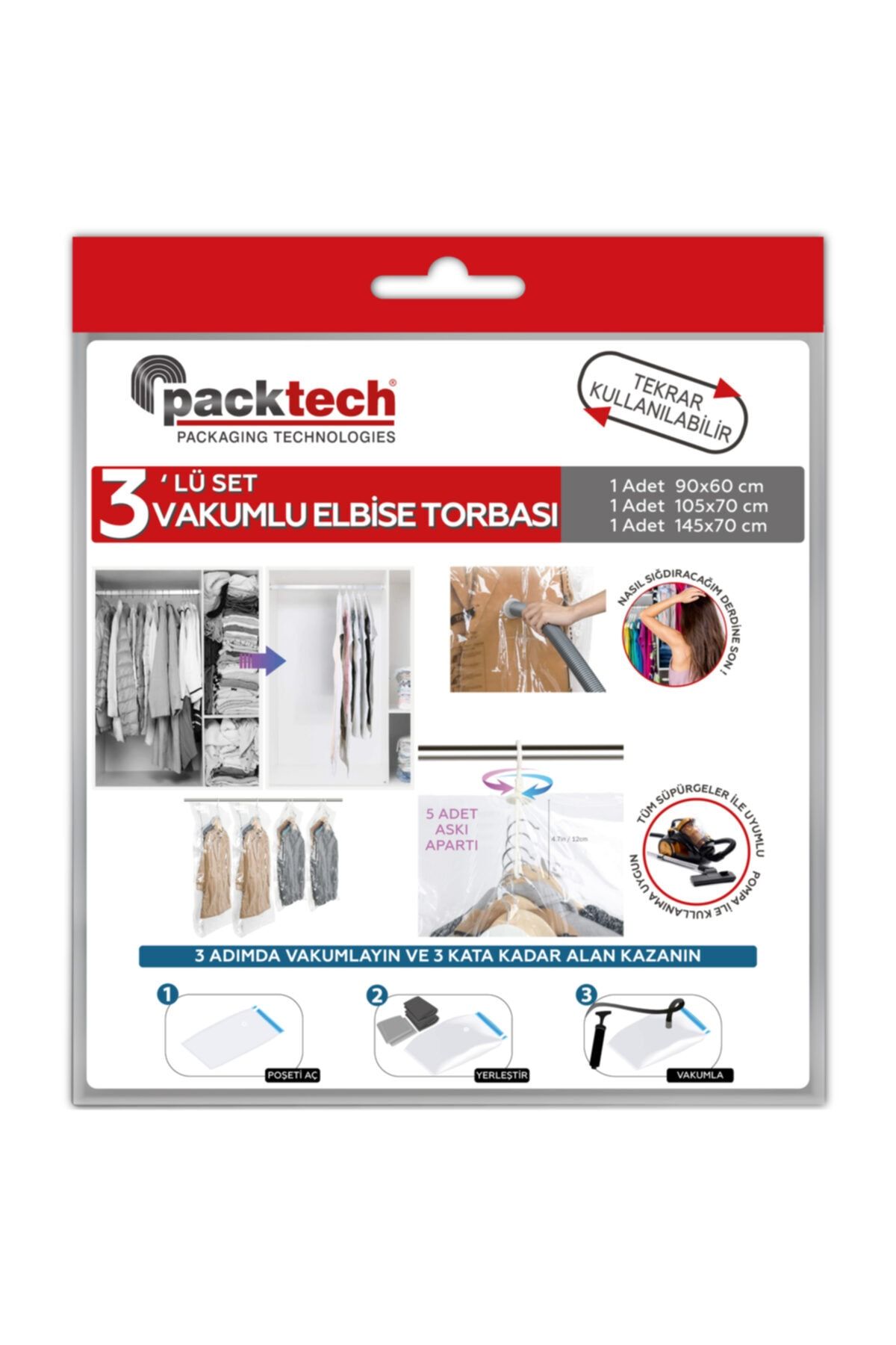 Packtech Elbise Vakumlu Hurç Torbası