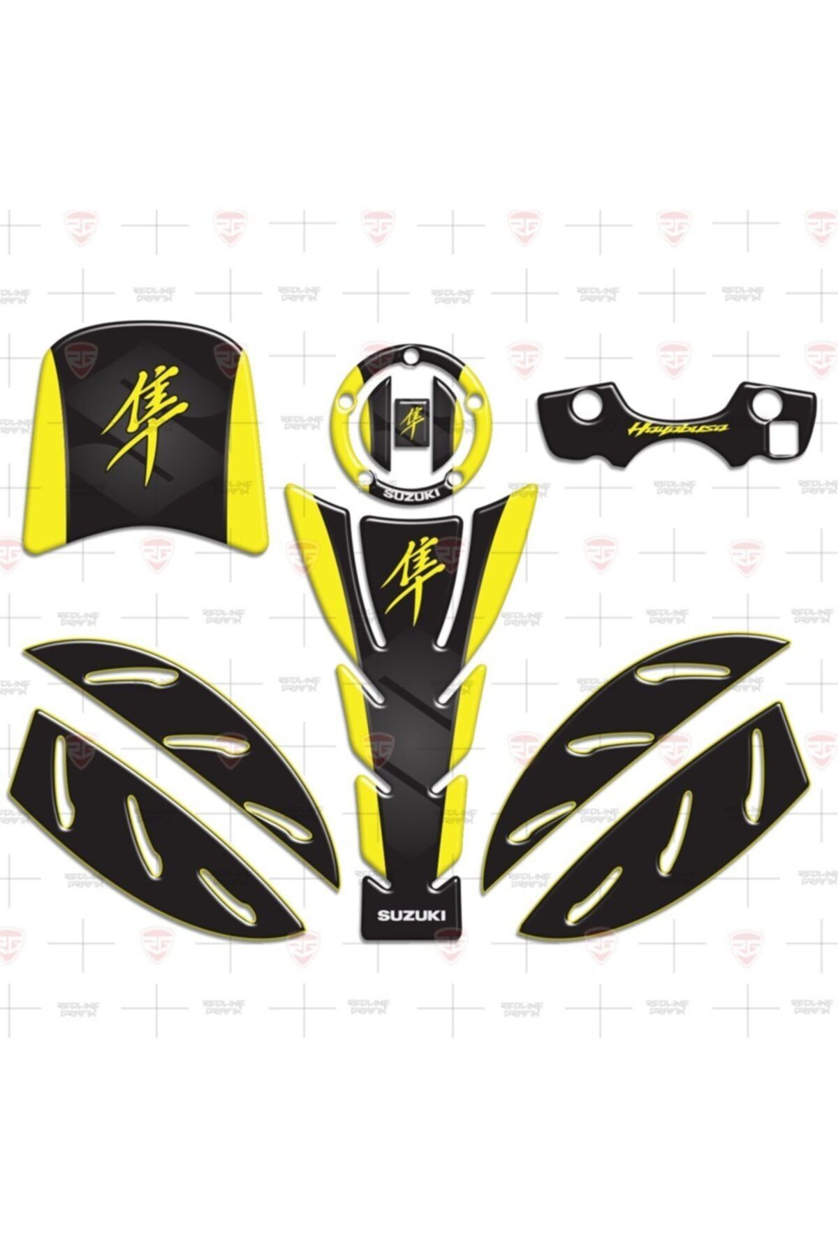 Redline Grafik Suzuki Hayabusa Sticker Set Full 2008-2018 Sarı Siyah