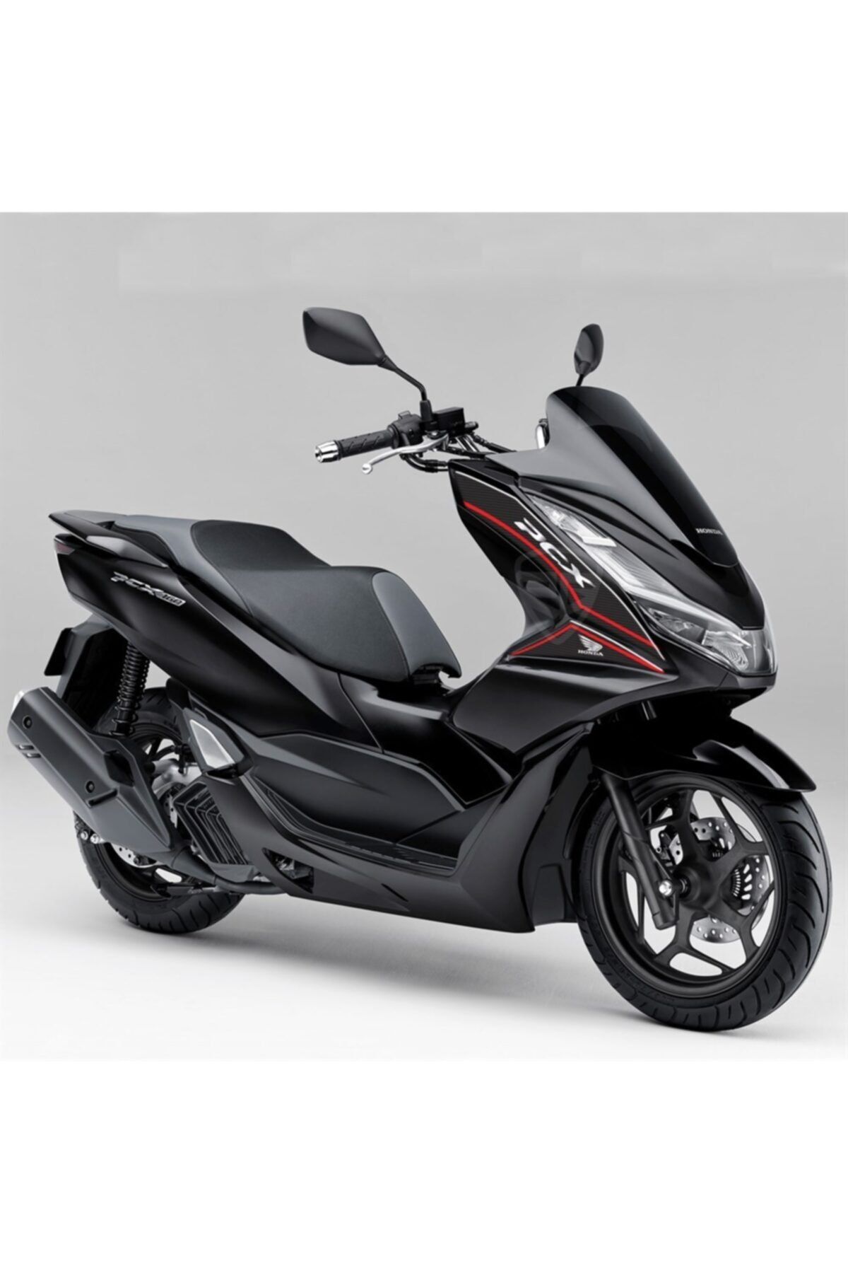Redline Grafik Honda Pcx 125 2021 Siyah Motosiklet Için Karbon Desen Kırmızı Kafa Grenaj Pad